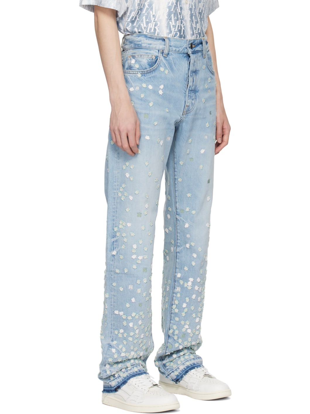 Blue Floral Jeans - 2