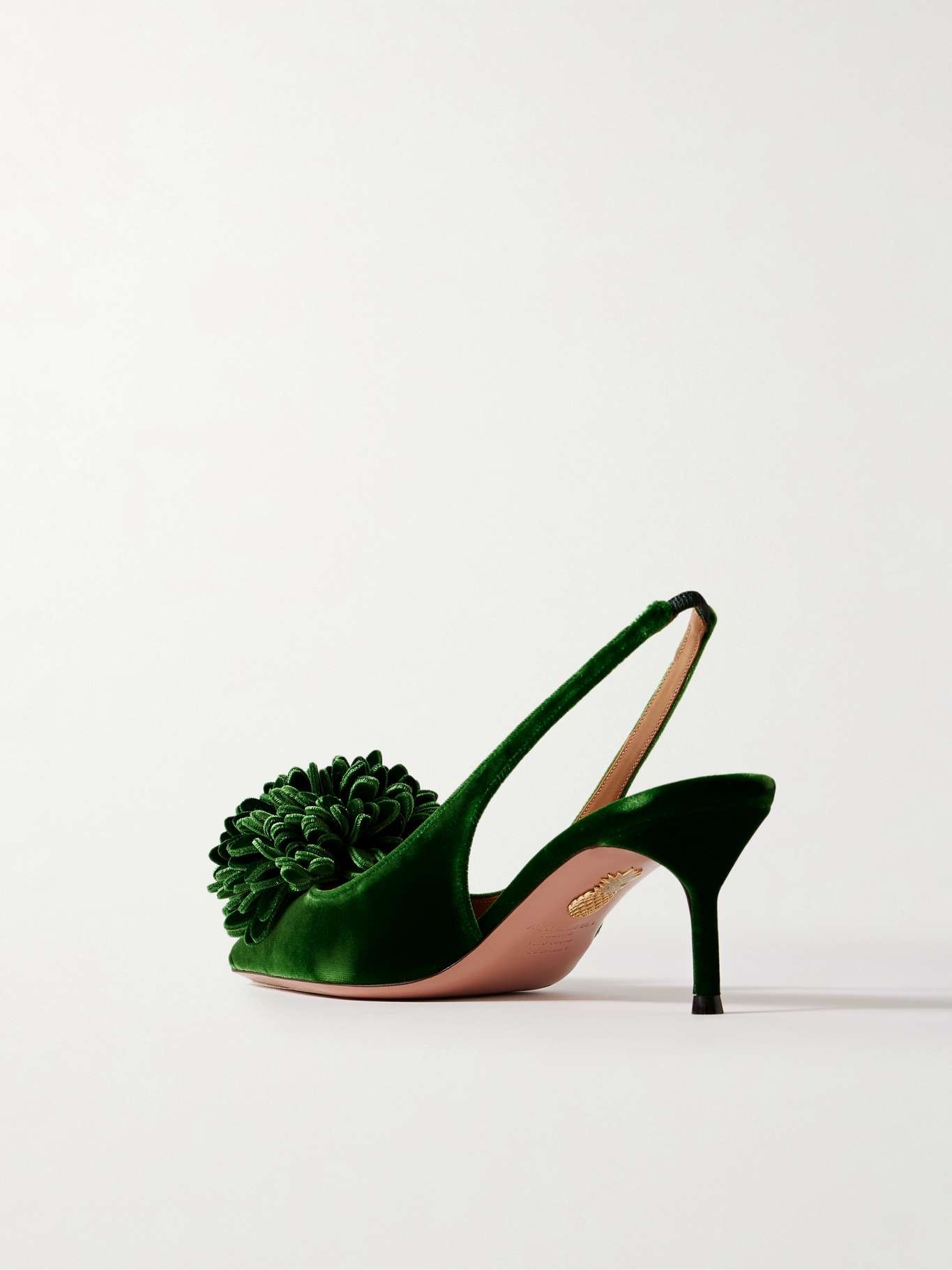 Couturier 65 pompom-embellished velvet slingback pumps - 3