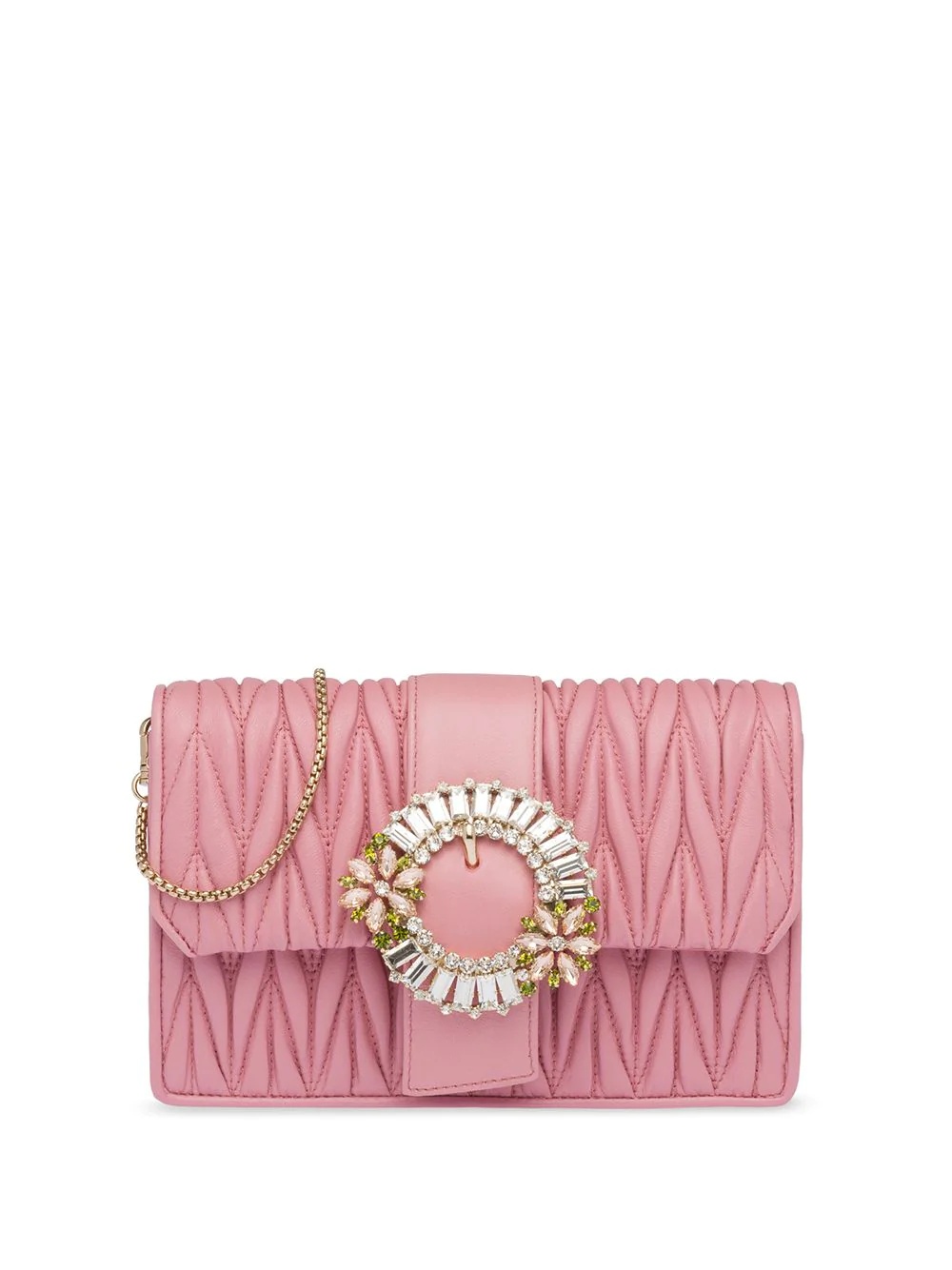 matelassé crystal clasp chain clutch - 1