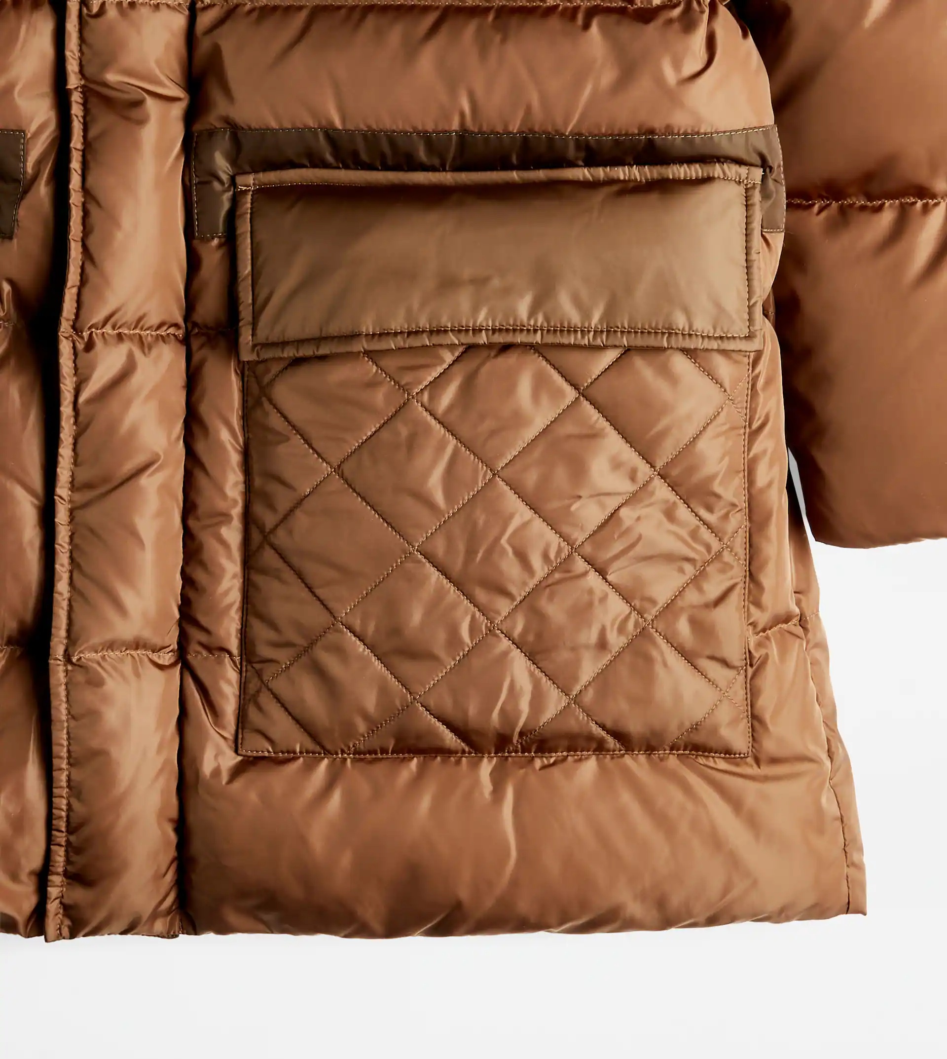 HOODED LONG DOWN JACKET - BROWN - 9