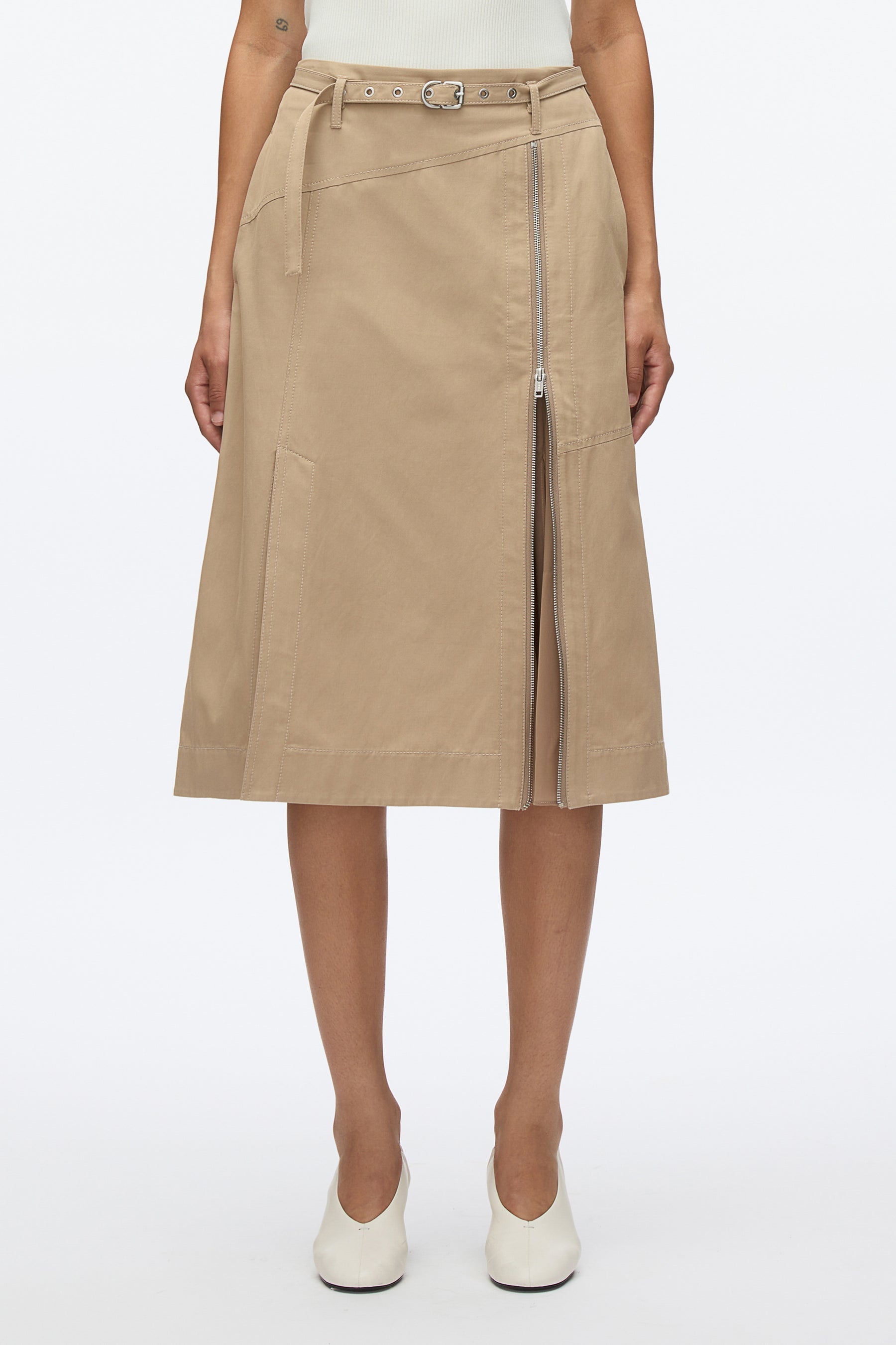 Utility Skirt with Zip Chiffon Godet - 2