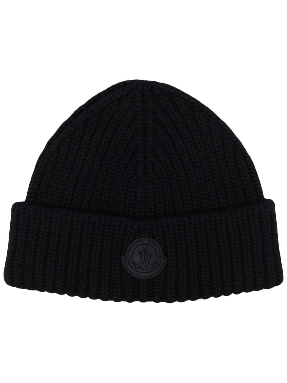 logo-patch ribbed beanie - 1