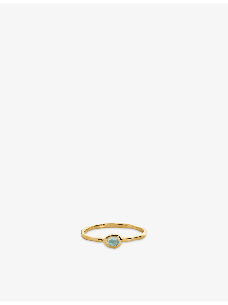 Odyssey Gemstone 18ct Yellow Gold Vermeil And Aquamarine Stacking Ring 1