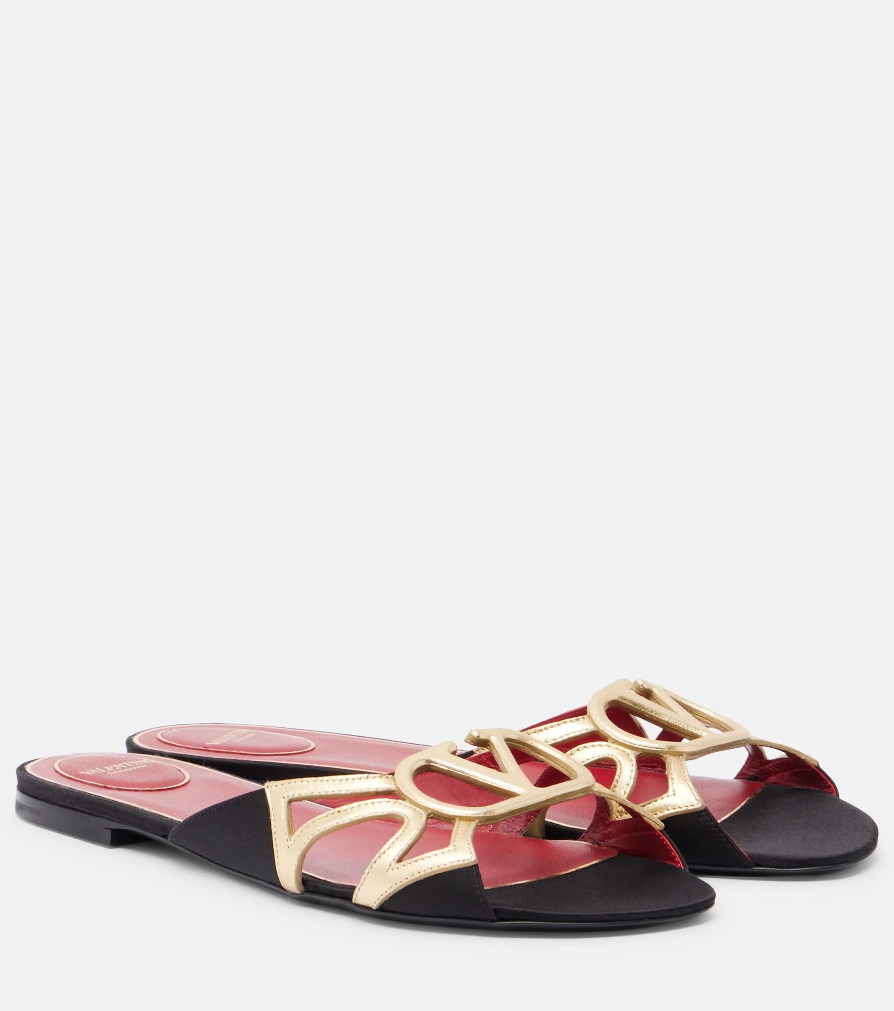 Wonderweb VLogo metallic leather slides - 1