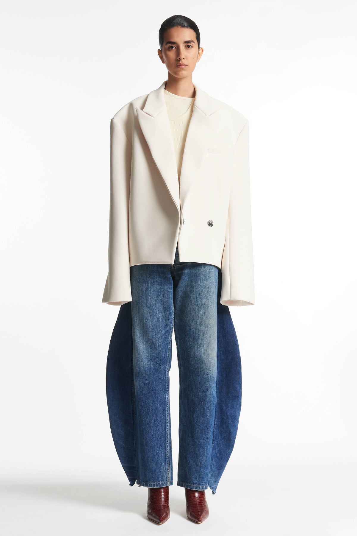 OVERSIZED TUXEDO JACKET IVORY - 1