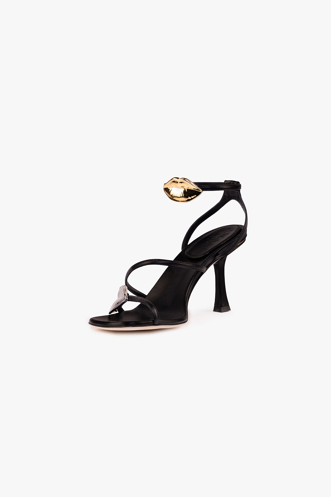 BETA KISS METALLIC ROUND TOE SANDAL WITH LIP BLACK SILVER GOLD - 4