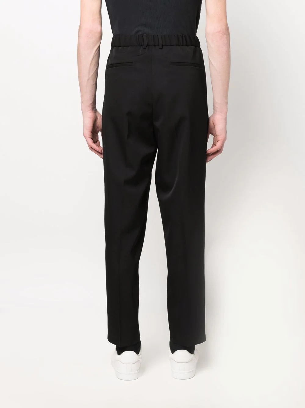 pressed-crease elasticated-wait trousers - 4