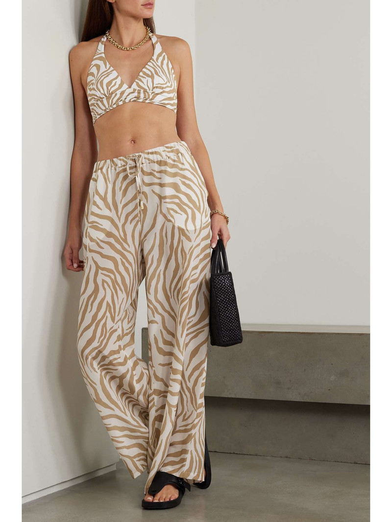 Max Mara Alberta zebra-print triangle halterneck bikini top outlook