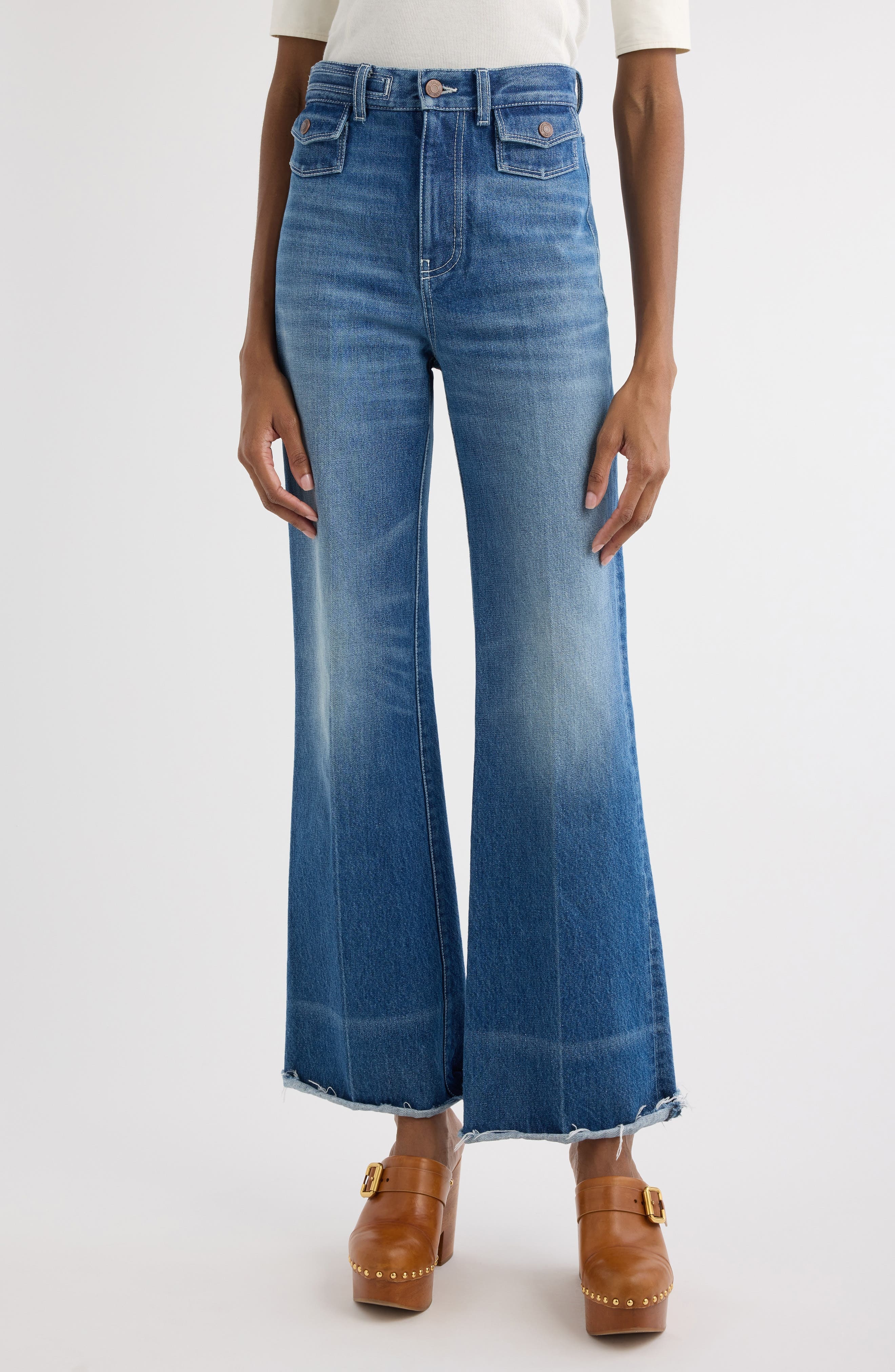 Chloé High Waist Flare Leg Jeans in Ocean Blue at Nordstrom - 1