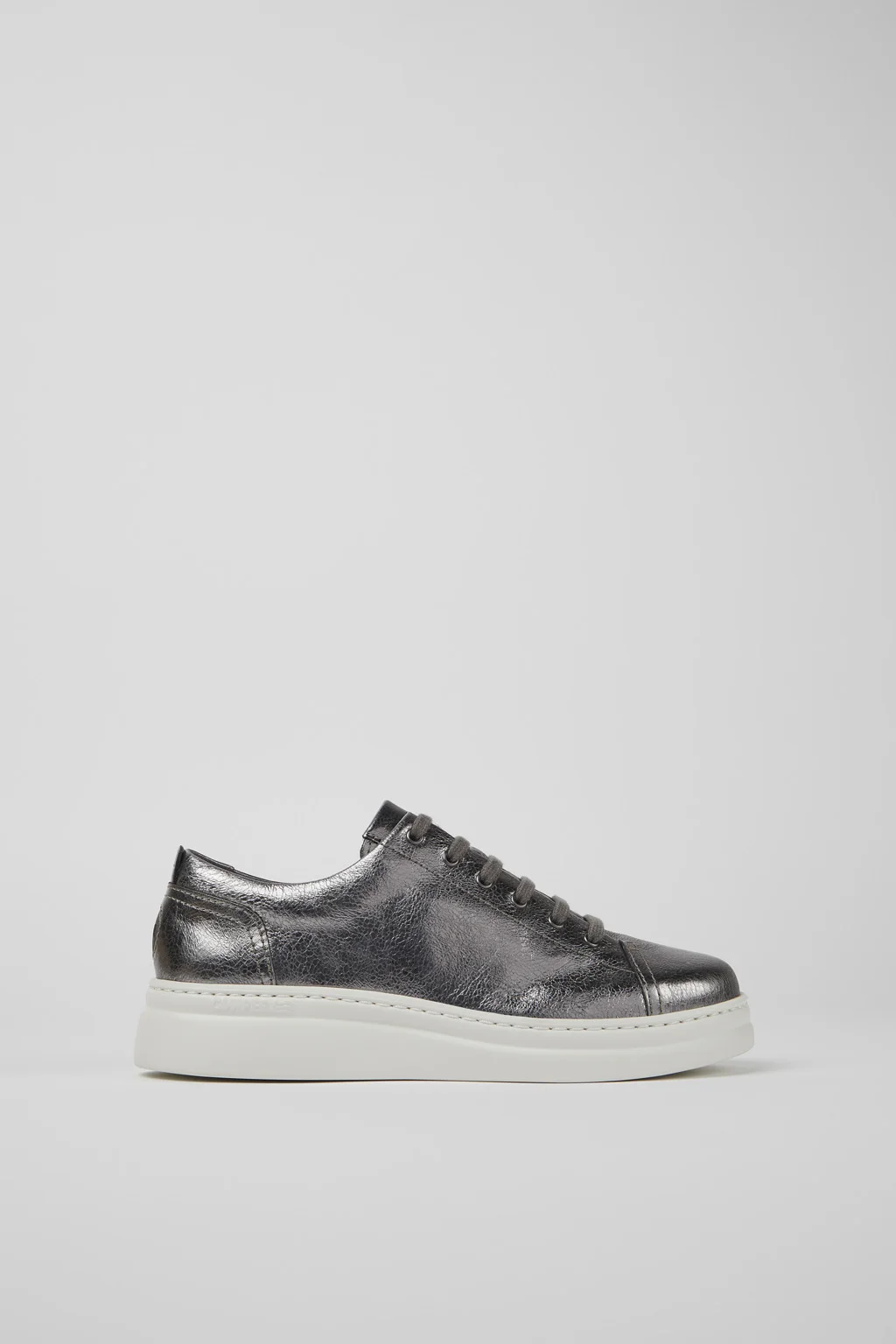 Runner Up Silver Leather Sneakers for Women. - 1