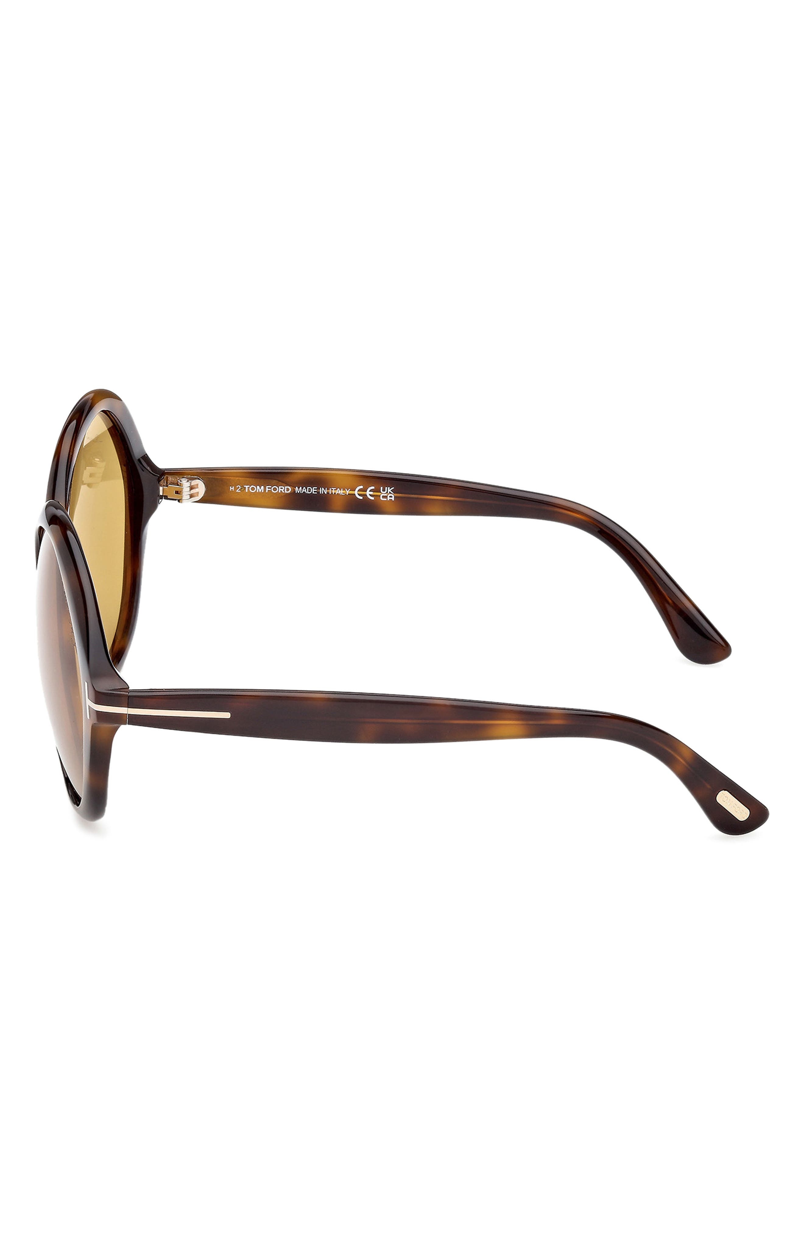 TOM FORD Annabelle 60mm Gradient Round Sunglasses in Shiny Dark Havana/Eco/Vicuna at Nordstrom - 7