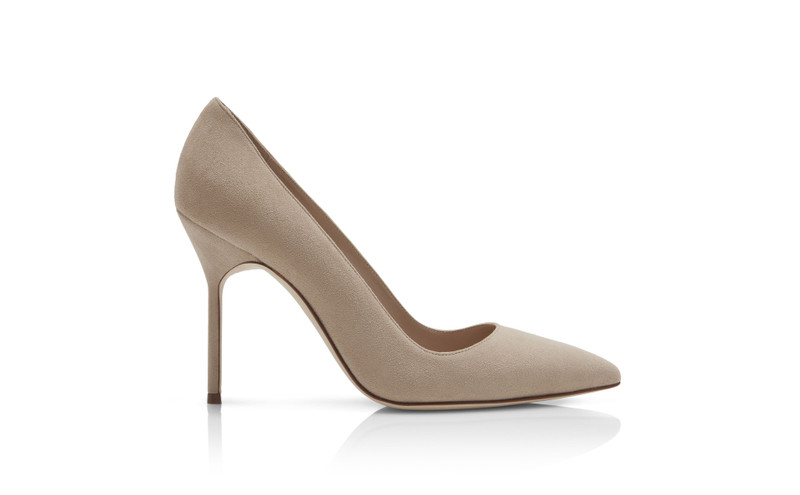 Dark Cream Suede Pointed Toe Pumps - 1