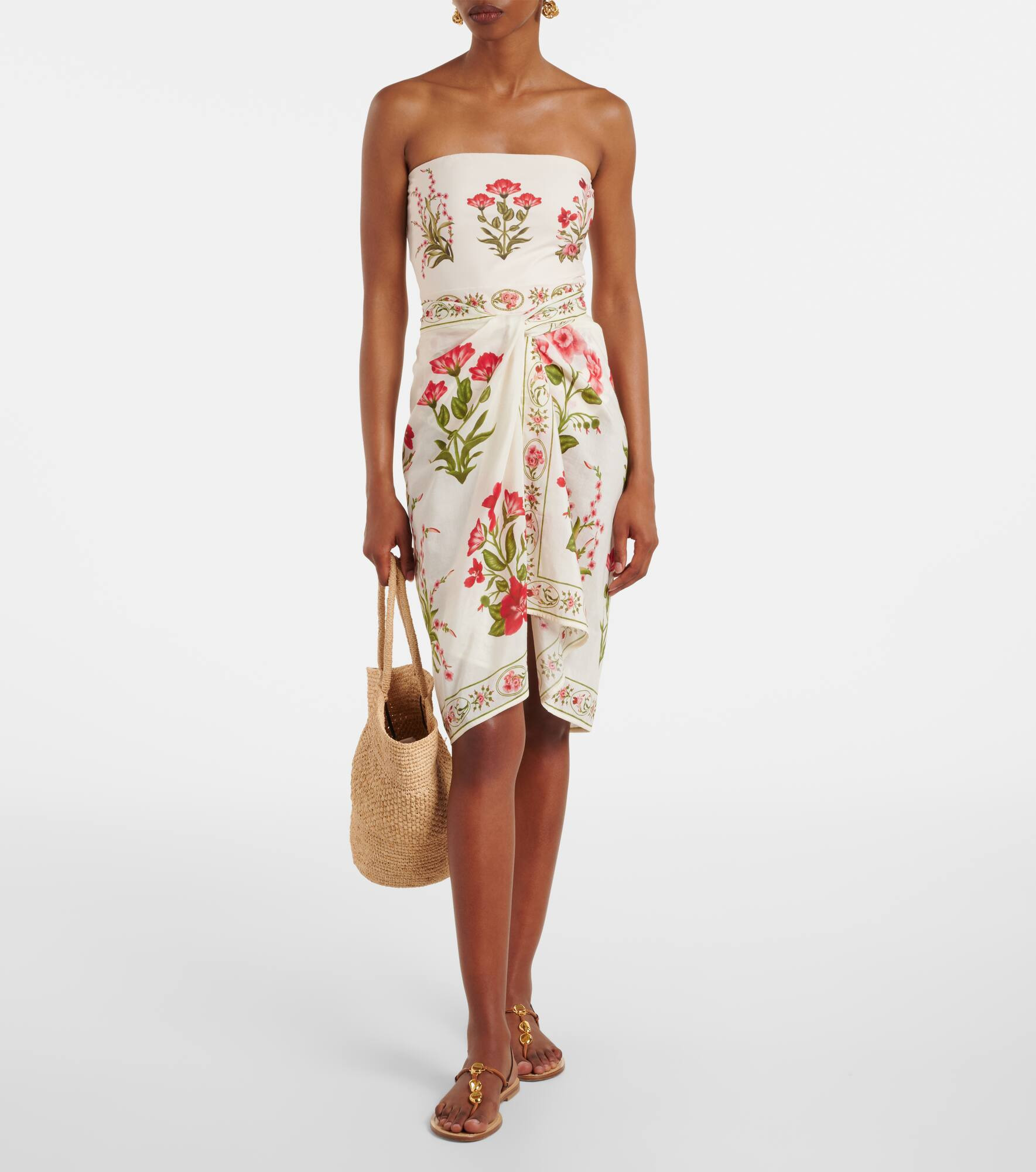 Illusion floral strapless swimsuit - 6