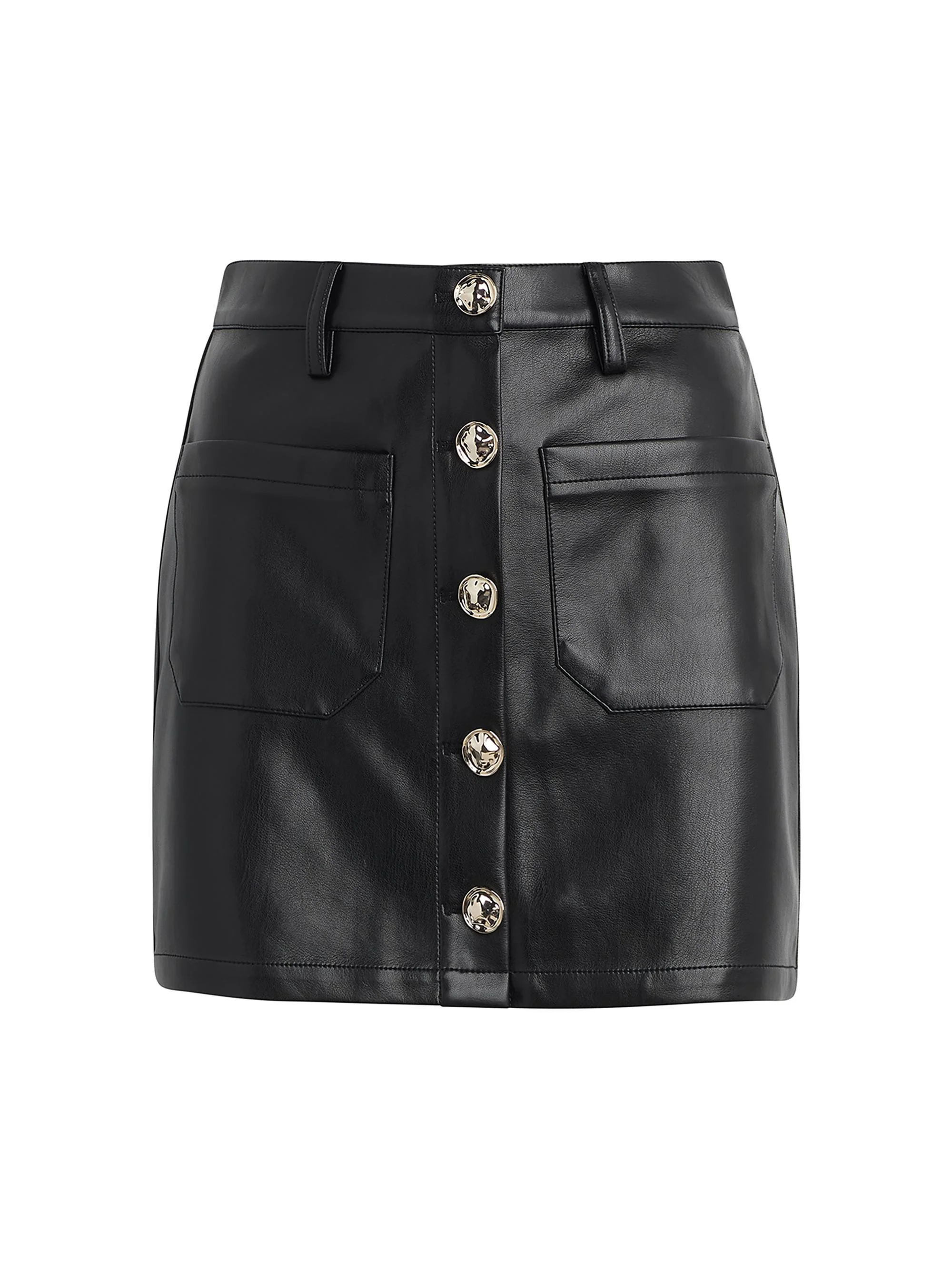 Women's Mimi Faux Leather Miniskirt - Raven - 1