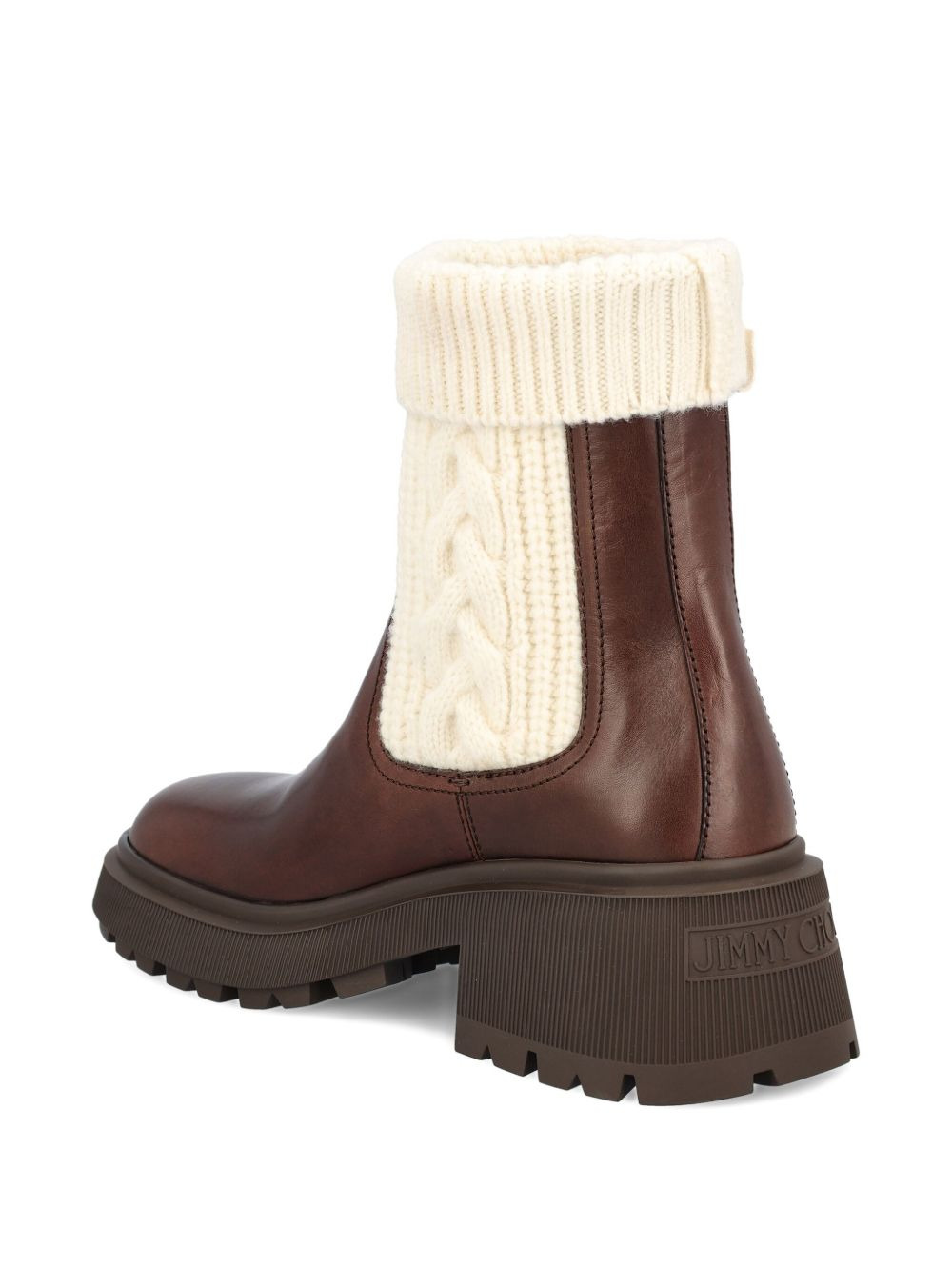 knit-trim leather boots - 4