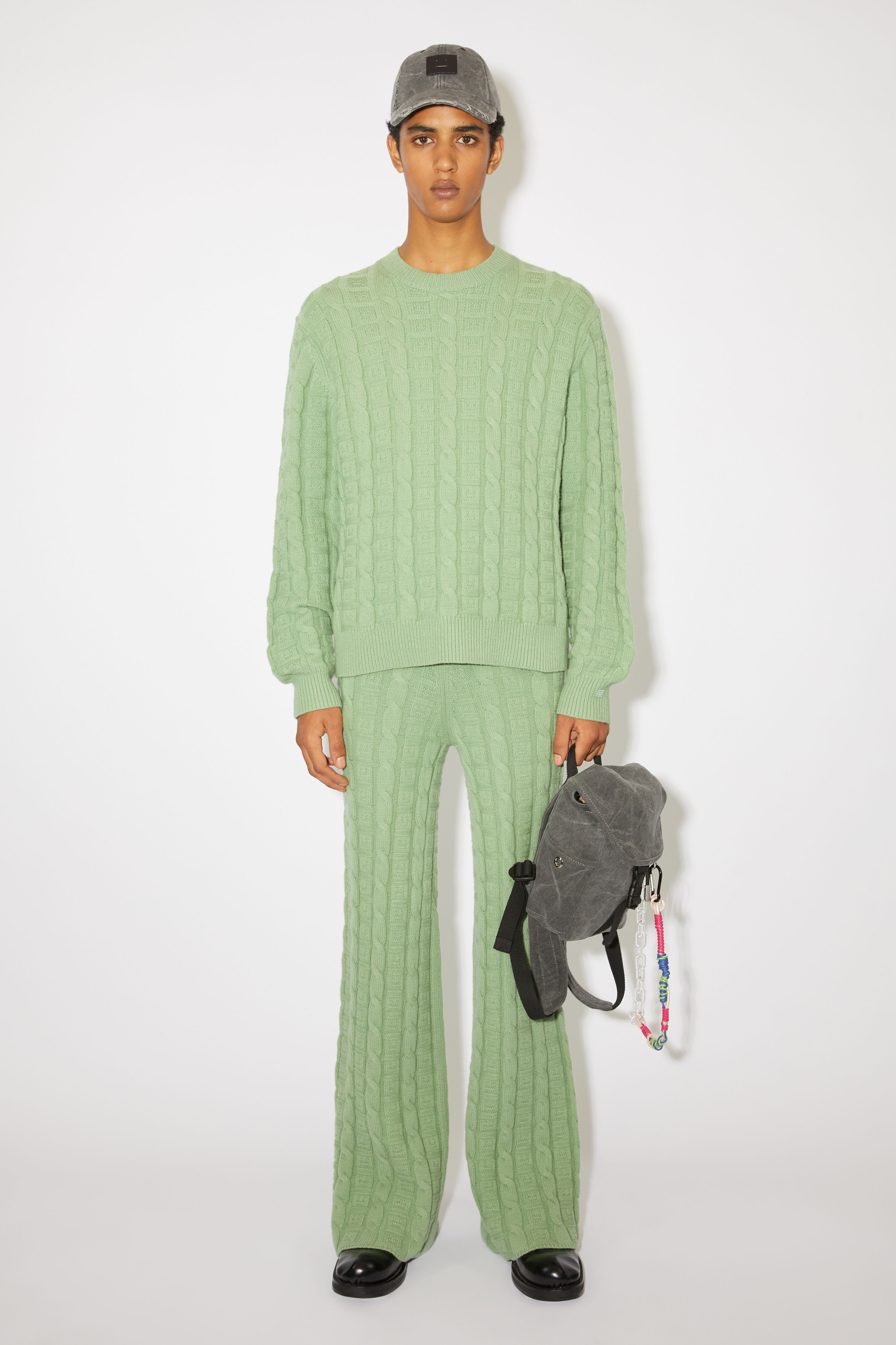 Cable wool jumper - Sage green - 2