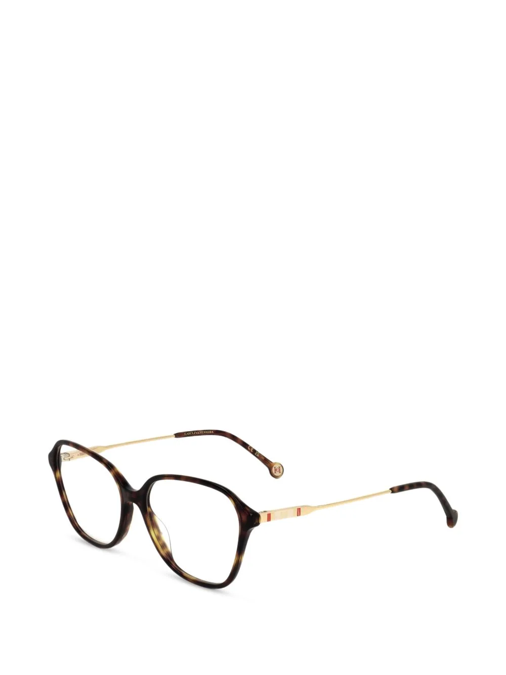 tortoiseshell-effect geometric-frame glasses - 1