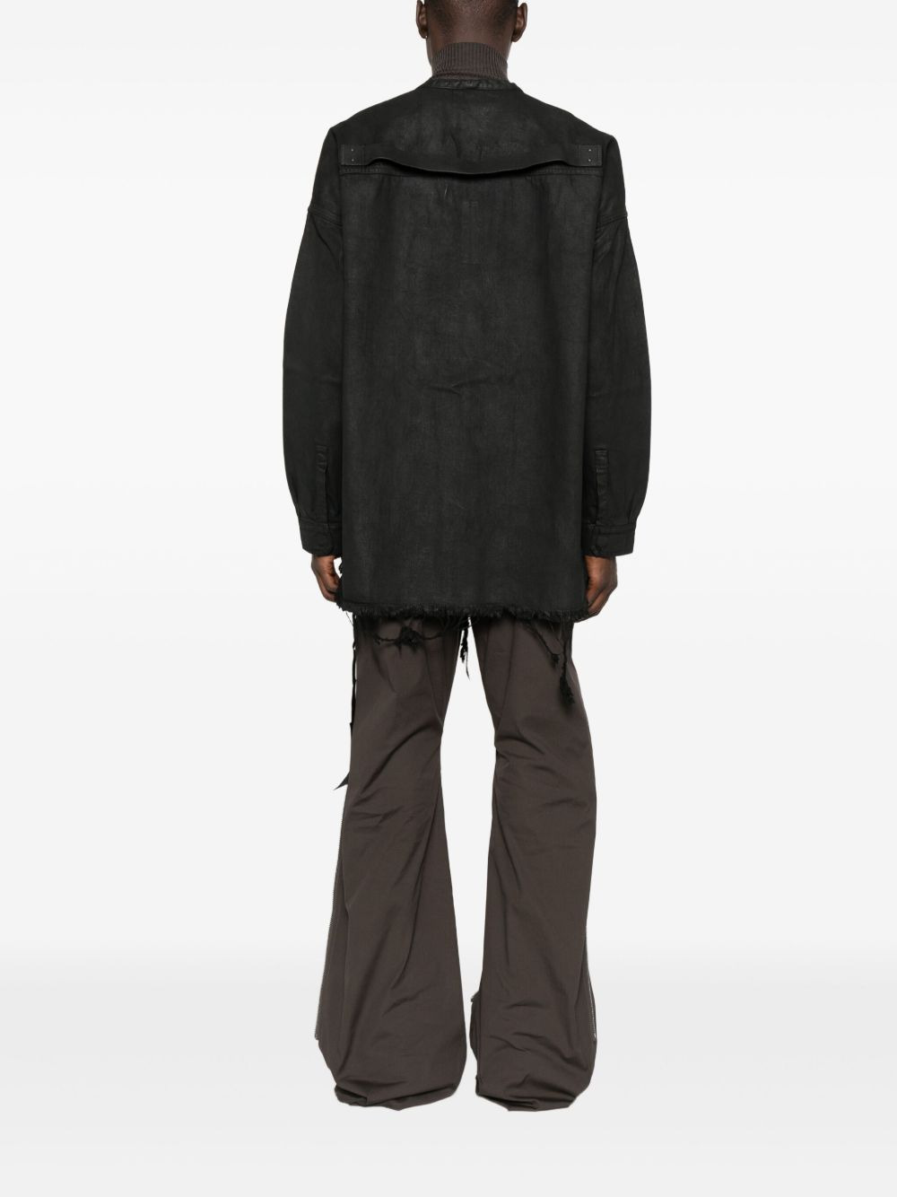 frayed cotton coat - 4