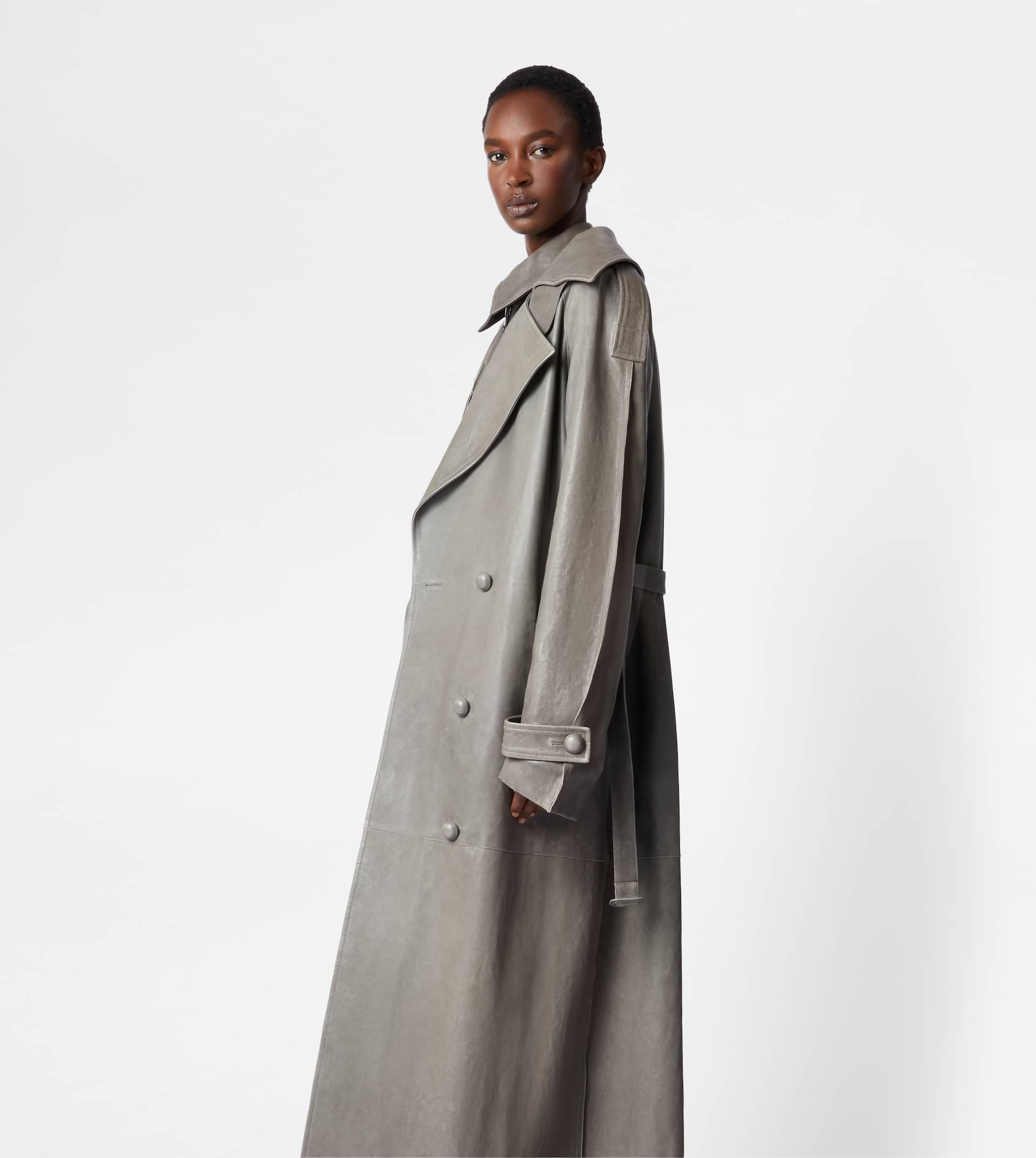 TRENCH COAT IN LEATHER - GREY - 3