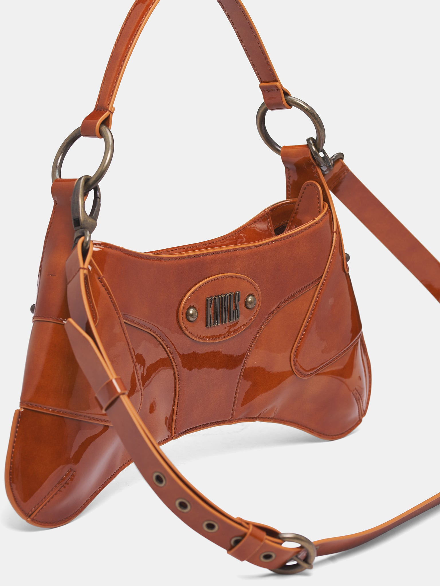 Rust Patent Leather Razr Bag - 3