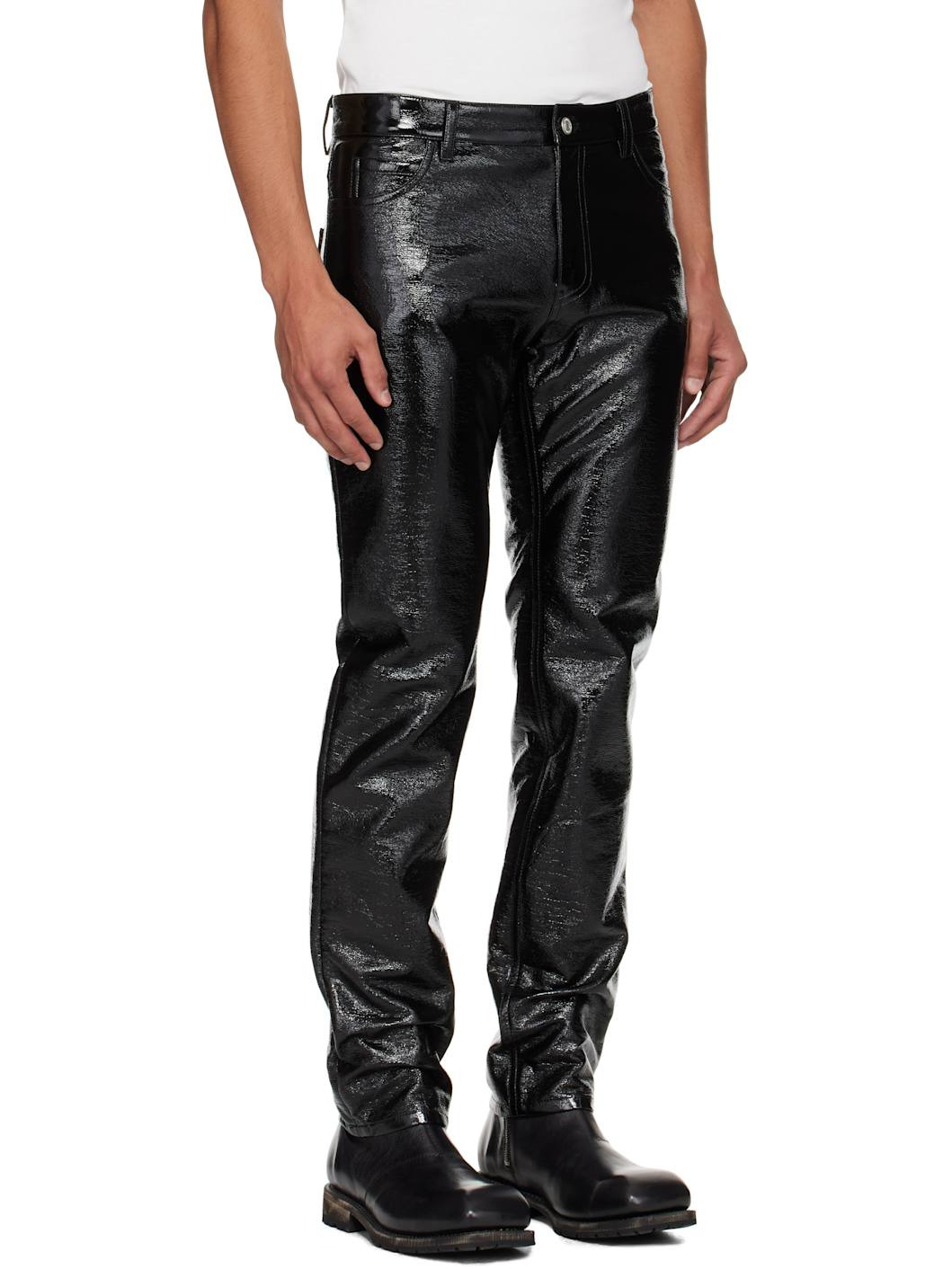 Black 5-Pocket Vinyl Reedition Trousers - 2