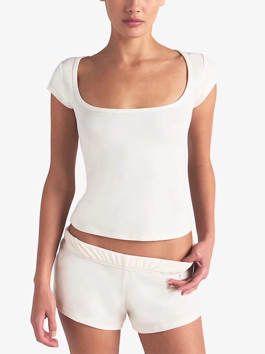 Scoop-Neck Slim-Fit Stretch-Cotton Top - 3