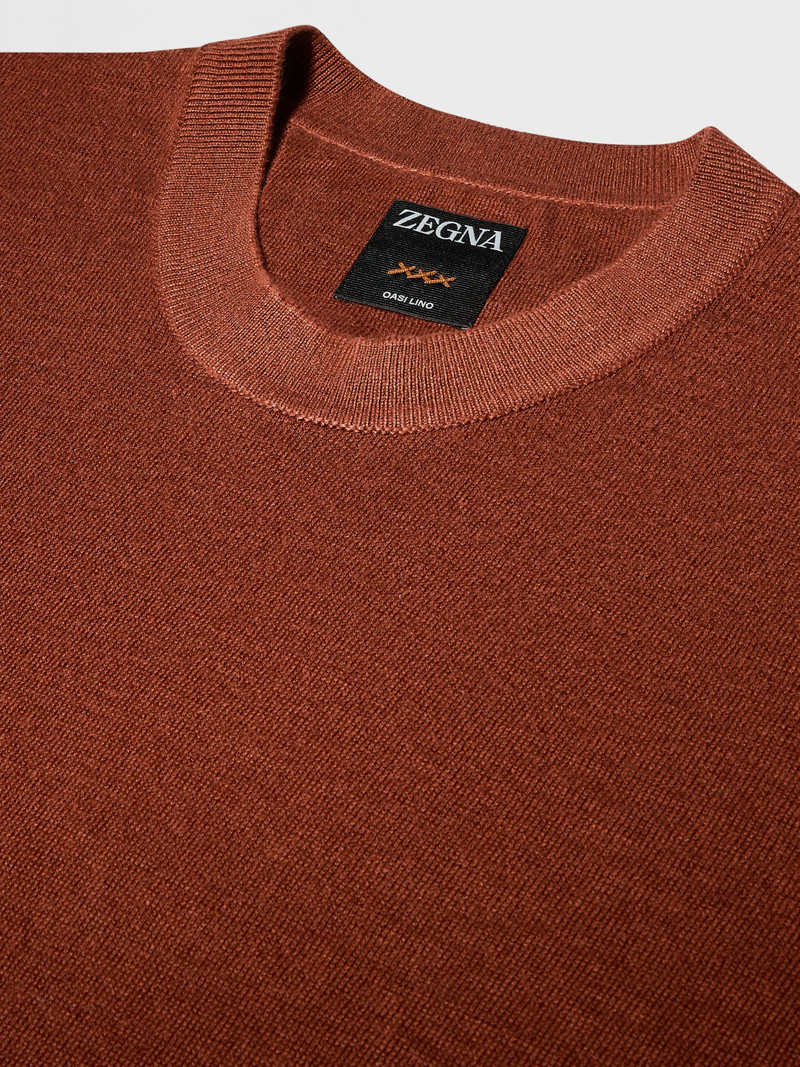 ZEGNA BRICK RED OASI LINO T-SHIRT outlook