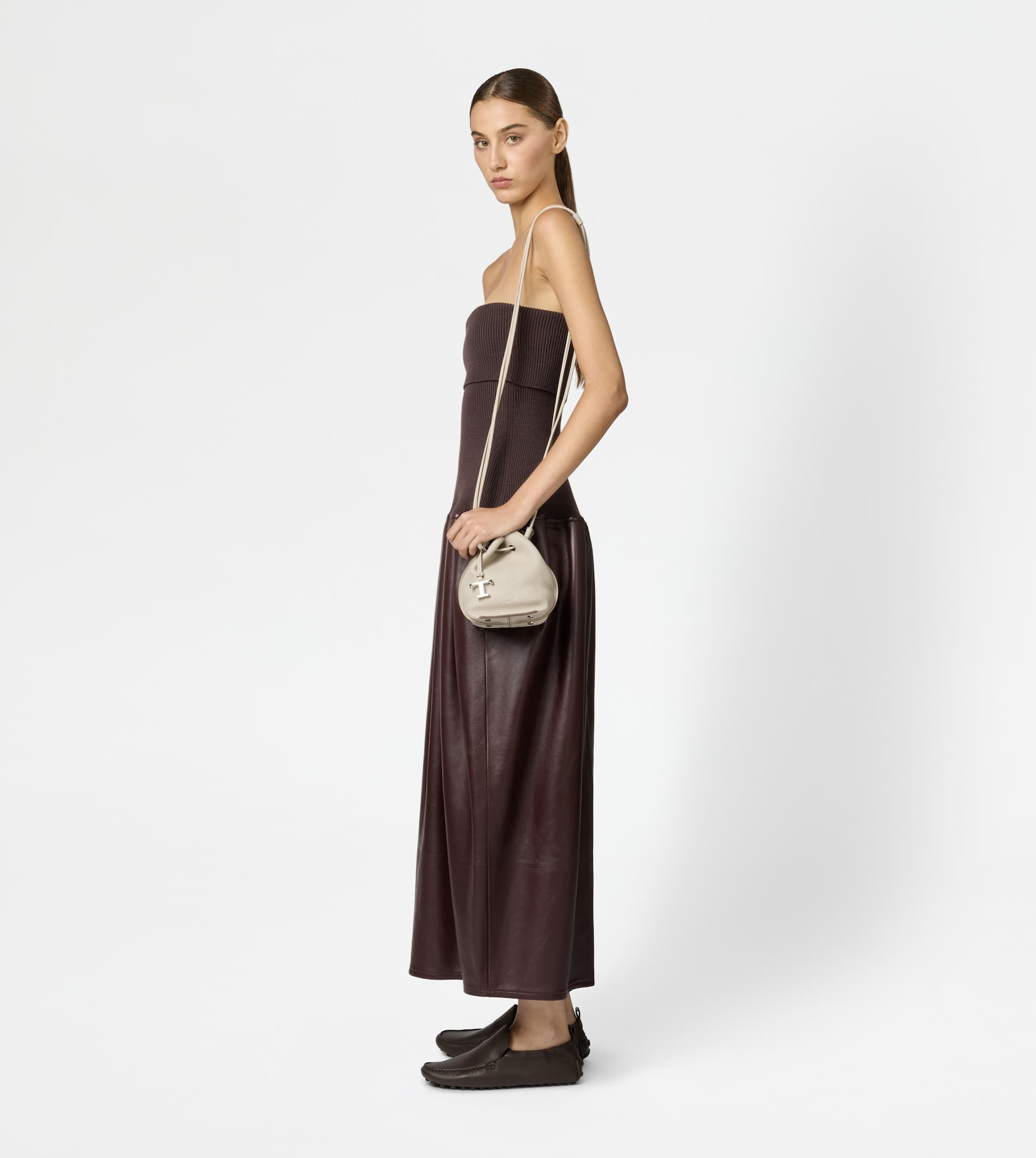 BUCKET BAG IN LEATHER MICRO - OFF WHITE - 8