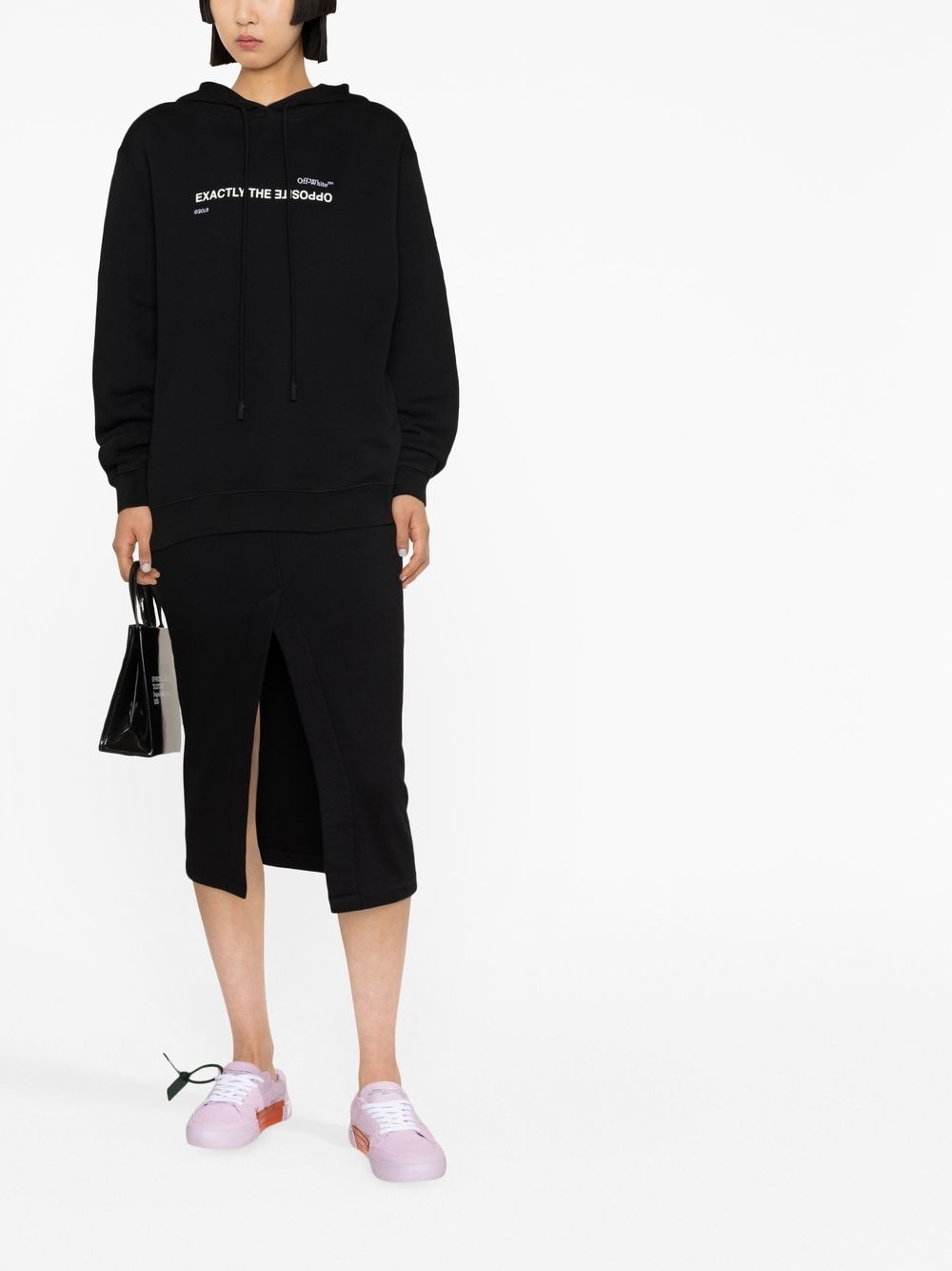 slogan-print drawstring hoodie - 2
