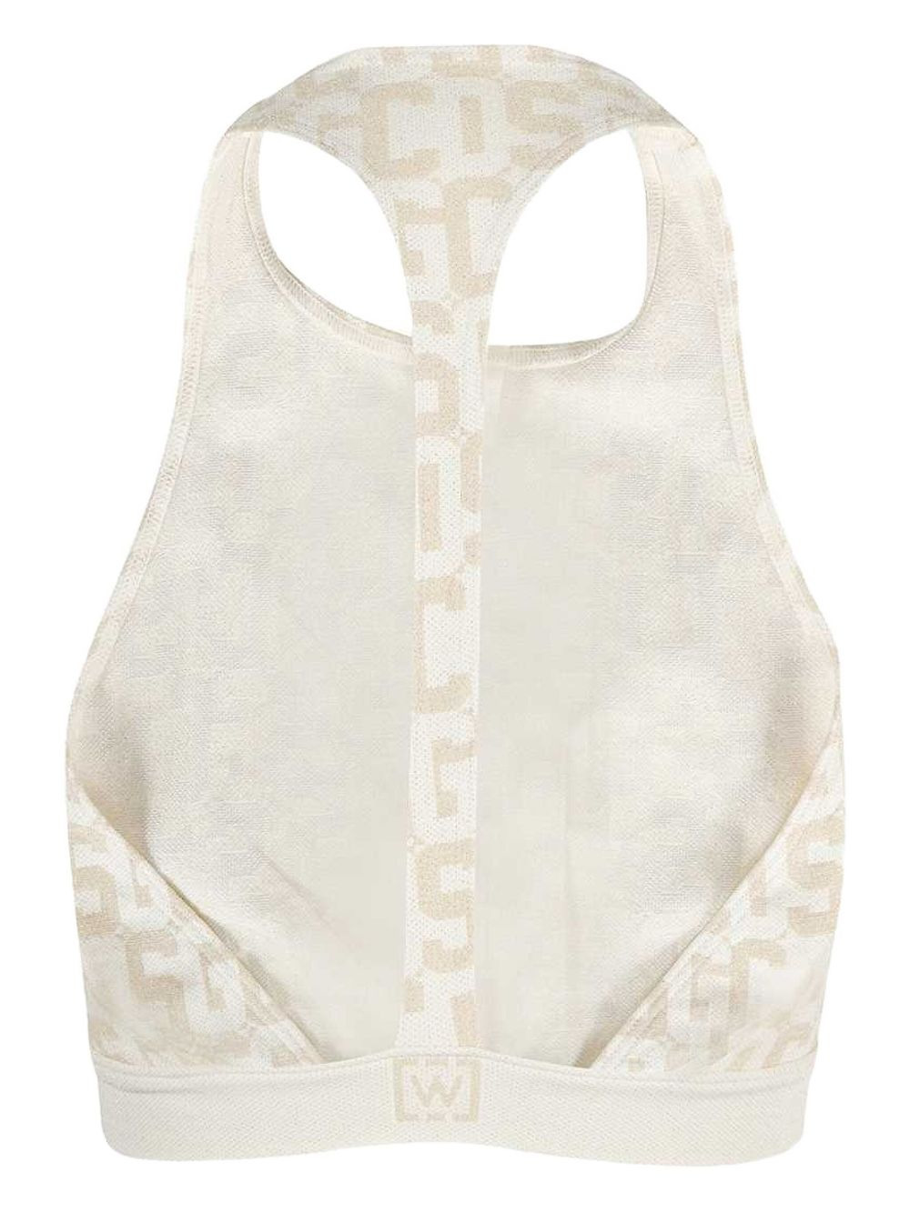 logo-jacquard racer-back top - 2