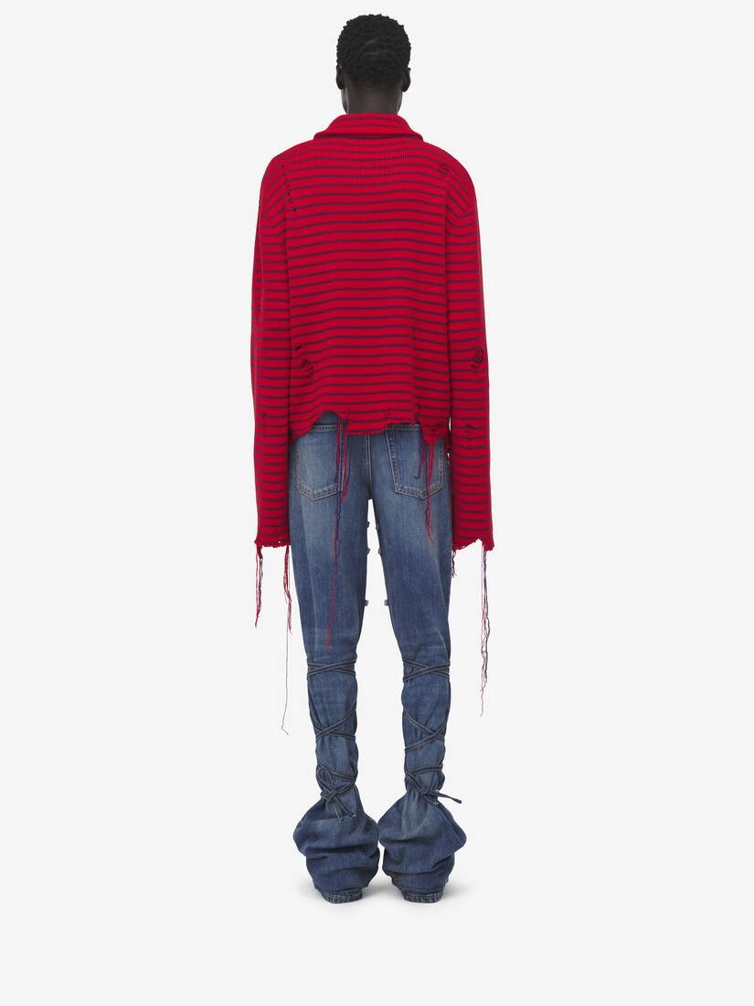 Distressed Striped Jumper - 4