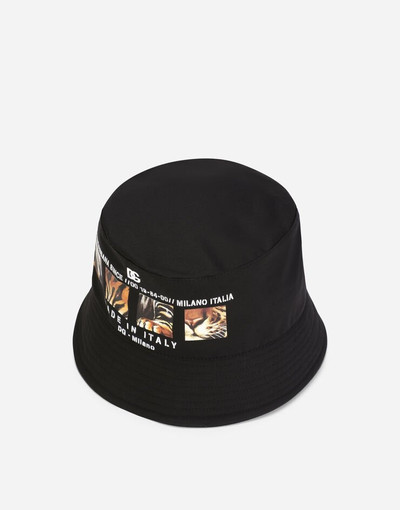 Dolce & Gabbana Cotton bucket hat with tiger-print details outlook