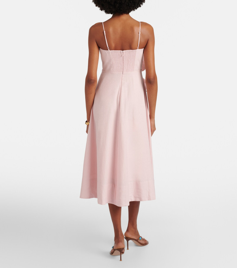 Floral-appliqué linen-blend midi dress 3
