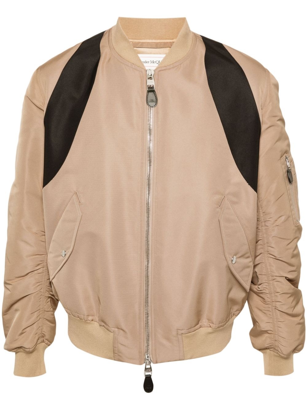 contrasting-panel bomber jacket - 1