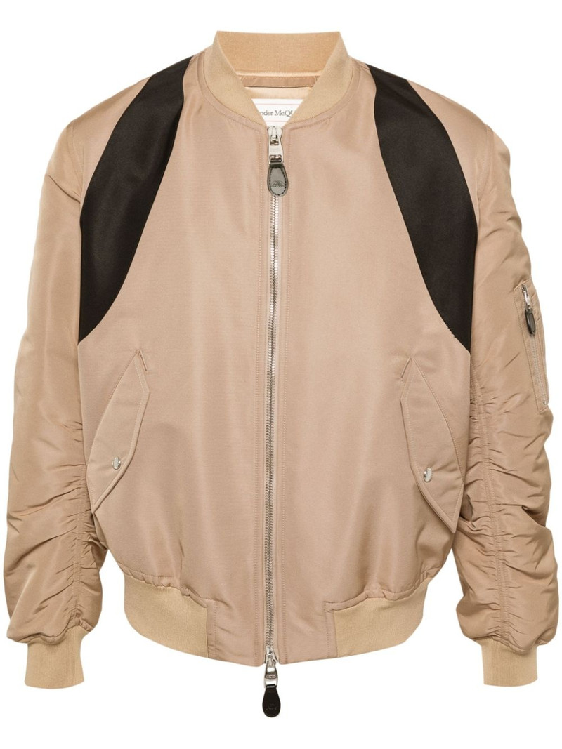 contrasting-panel bomber jacket 1
