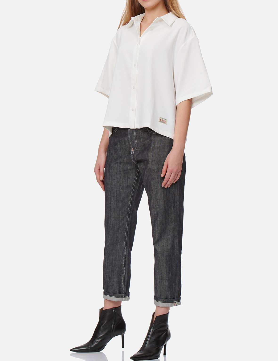 SAKURA EMBROIDERY AND BROCADE PRINT DAICOCK BOYFRIEND JEANS - 6