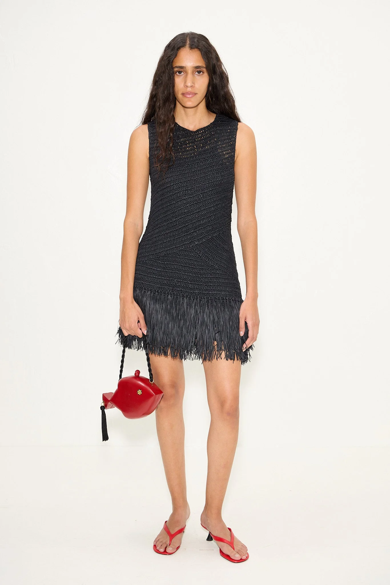 Mira Crochet Mini Dress In Black - 1
