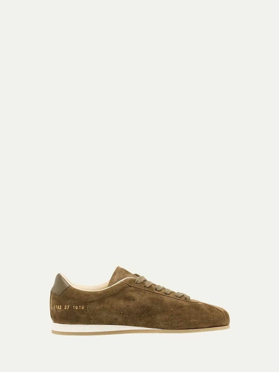 Low-Top Suede and Leather Sneakers - 1