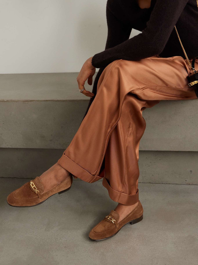 TOM FORD Embellished suede loafers Brown outlook