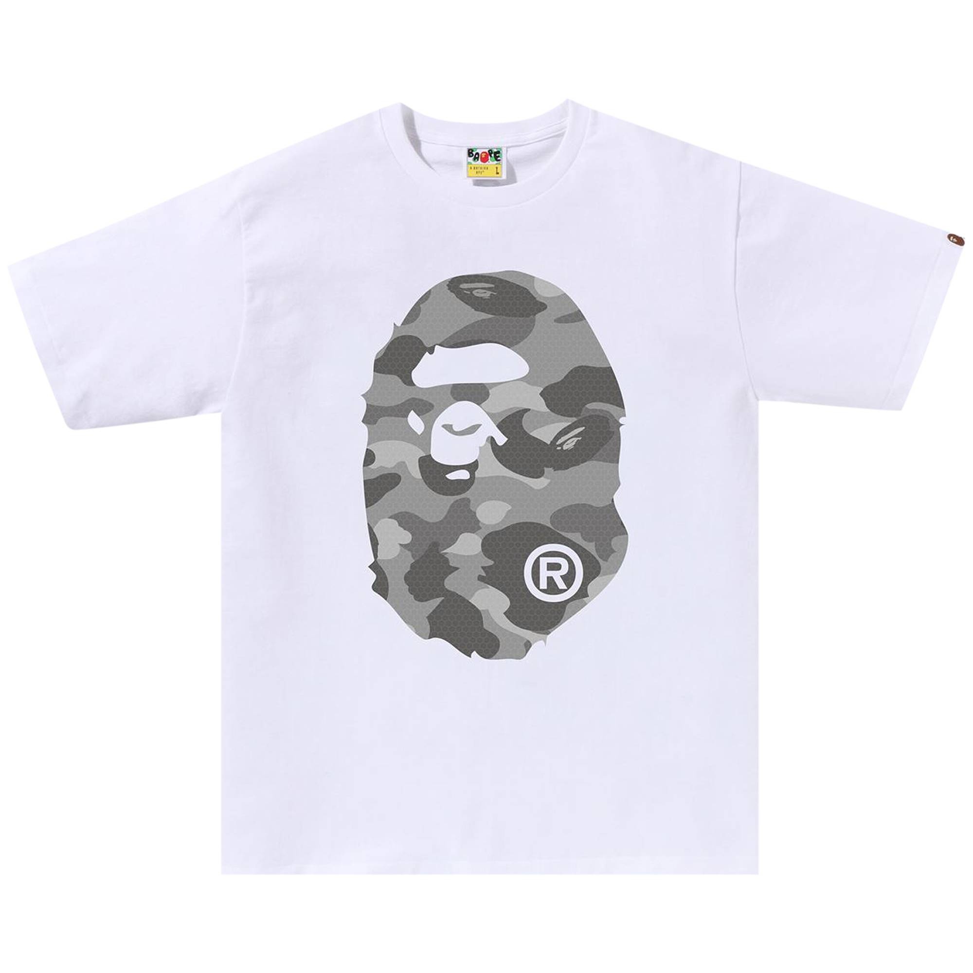 BAPE Honeycomb Camo Big Ape Head Tee 'White/Grey' - 1