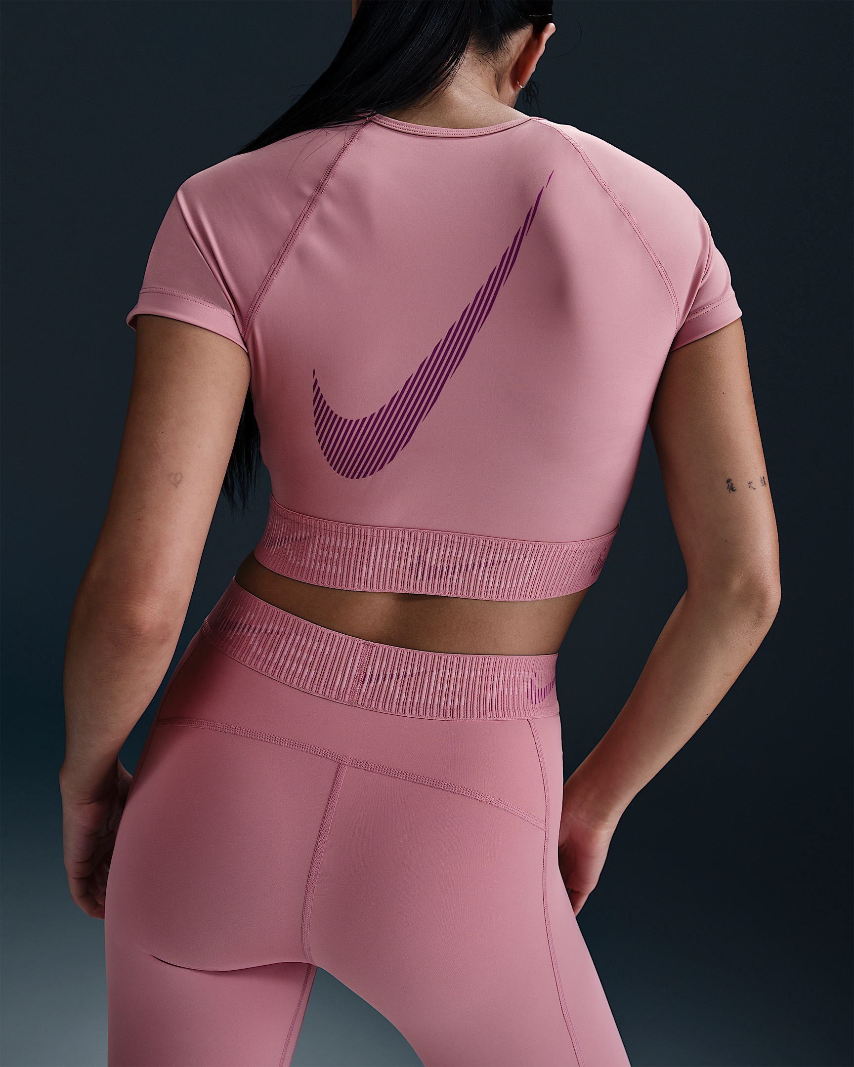 Nike Pro Women's Dri-FIT Short-Sleeve Cropped Graphic Top - 2