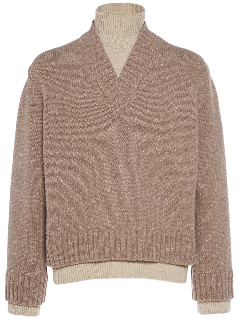 Double layer wool knit sweater - 1