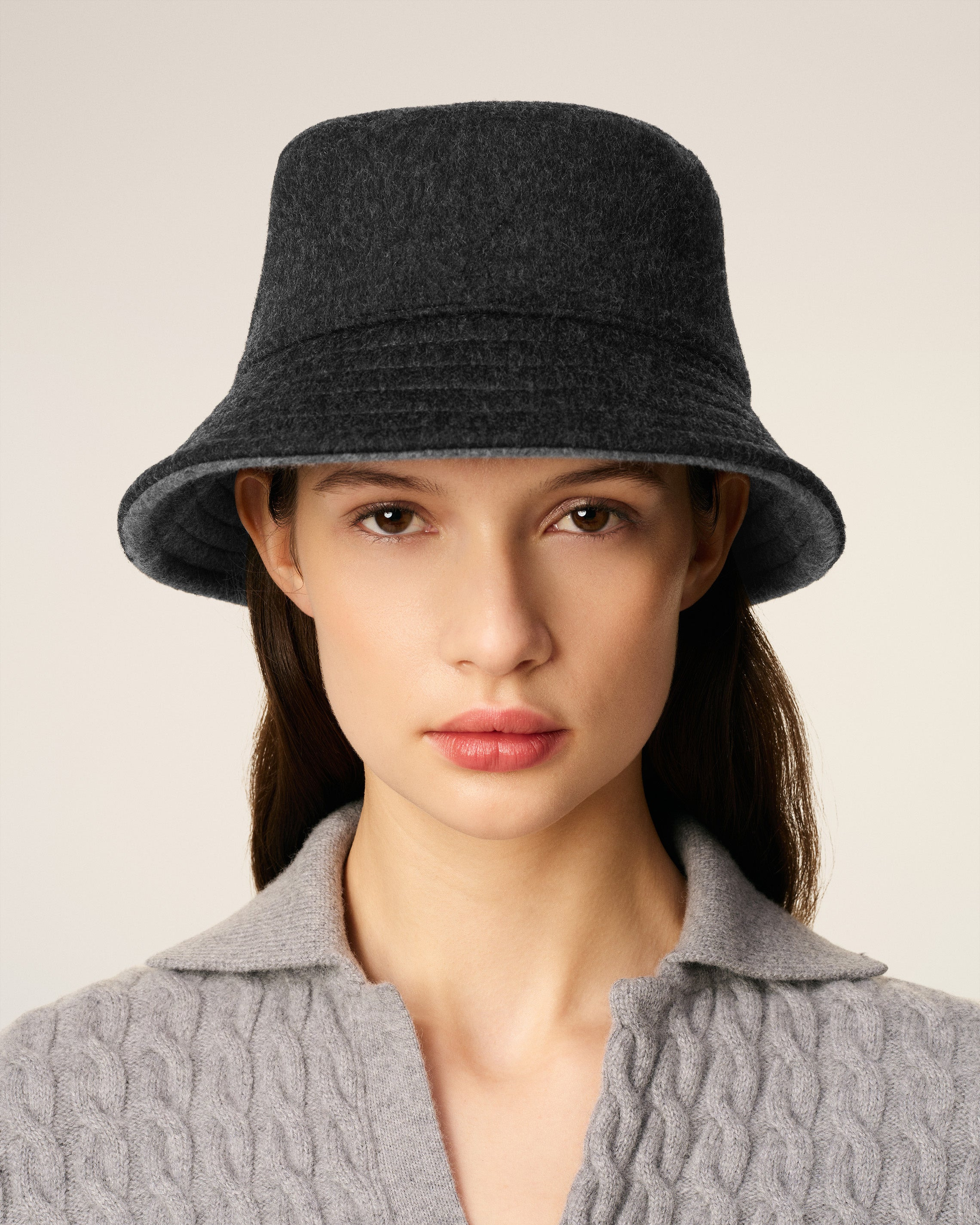 BLACK WOOL EMBOSSED AMI DE COEUR BUCKET HAT - 4