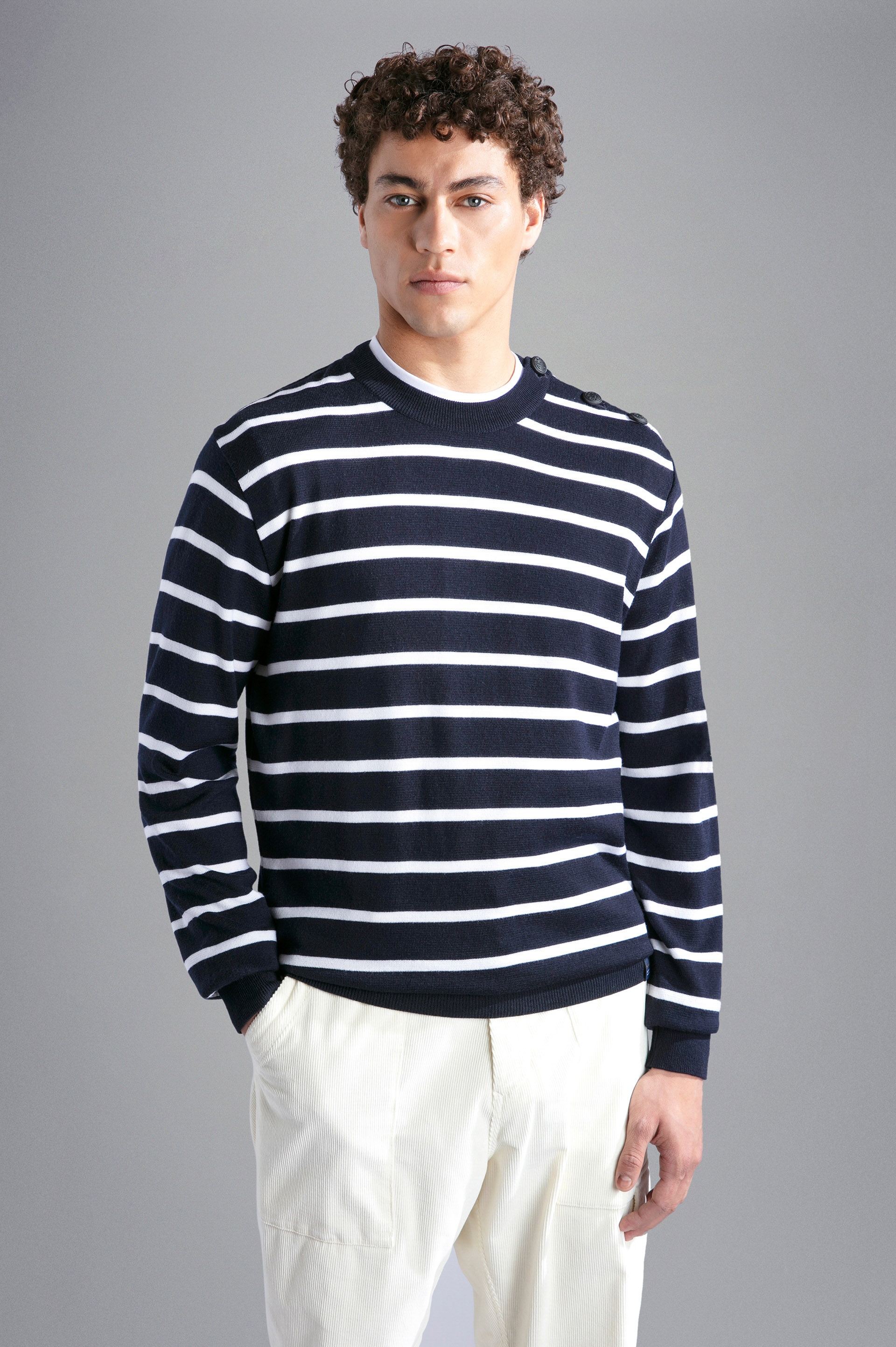 SUMMER WOOL SWEATER WITH STRIPED PATTERN - 1
