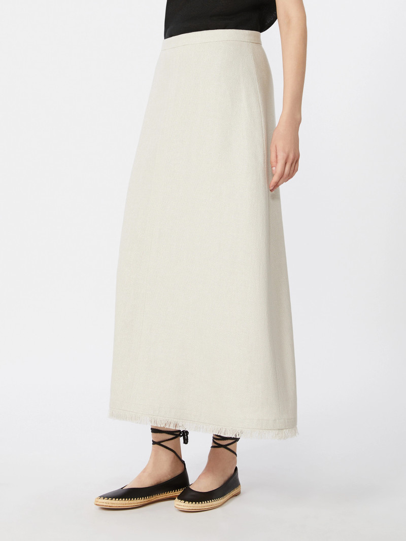 FIOCCHI Cotton and linen basketweave skirt - IVORY 3