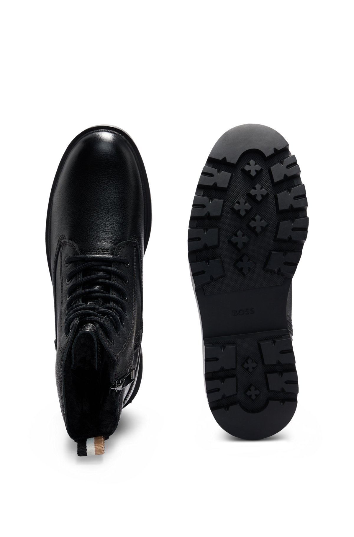 HALF BOOTS IN GRAINED LEATHER WITH SIGNATURE-STRIPE TAPE - 4