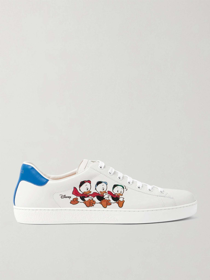 + Disney New Ace Appliquéd Webbing-Trimmed Leather Sneakers - 1