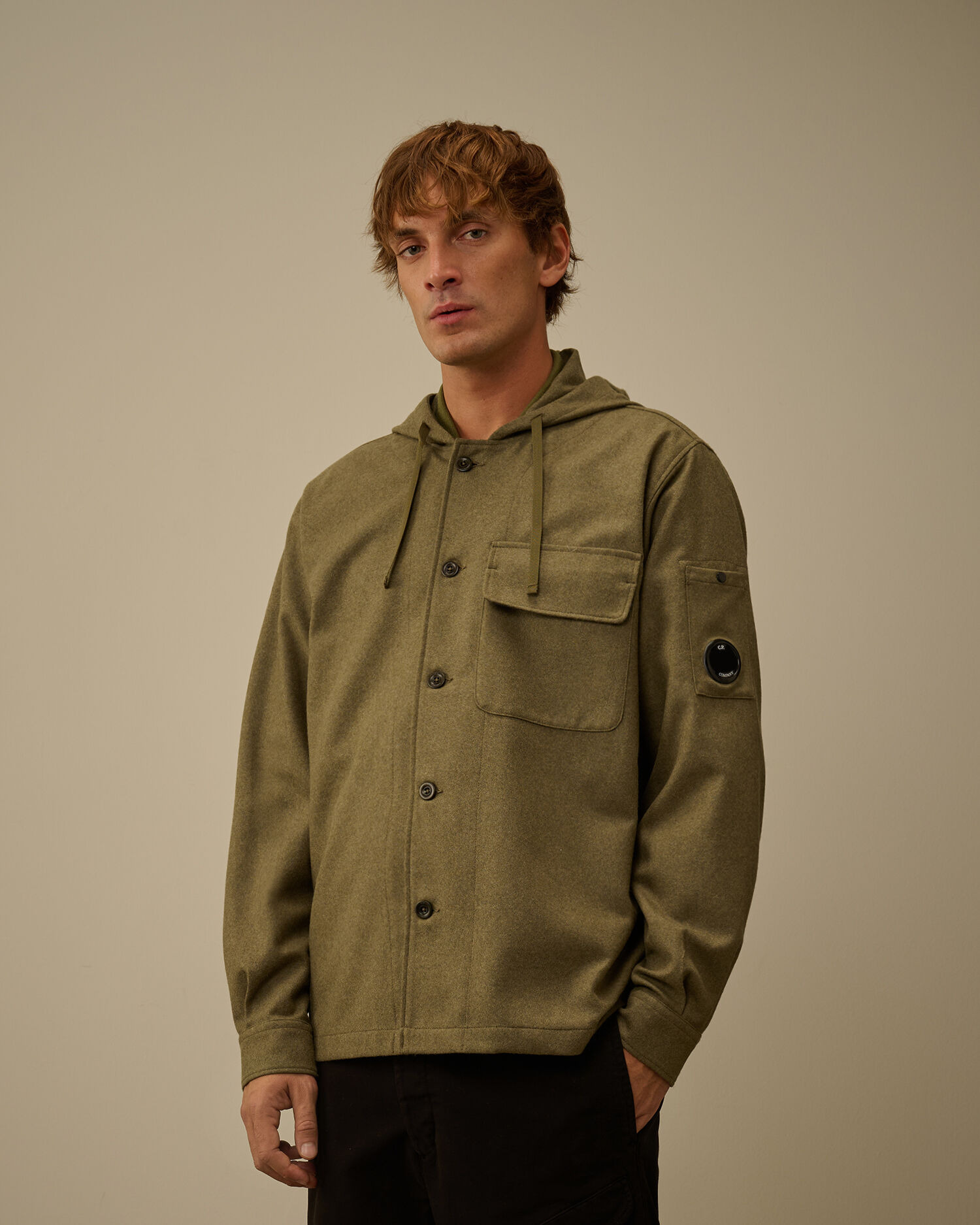 Felt Hooded Button Overshirt - 3