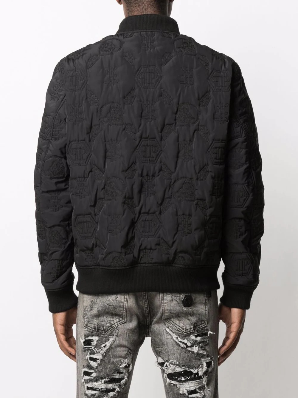 embossed-monogram bomber jacket - 4