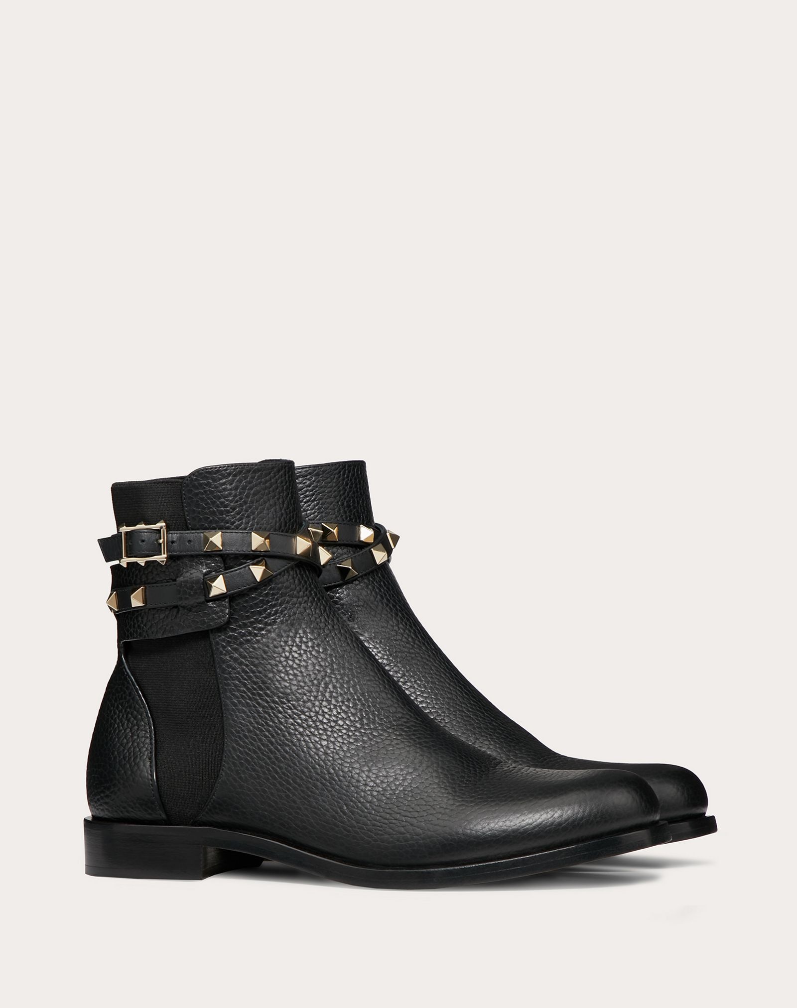 Rockstud Grainy Calfskin Leather Ankle Boot - 2